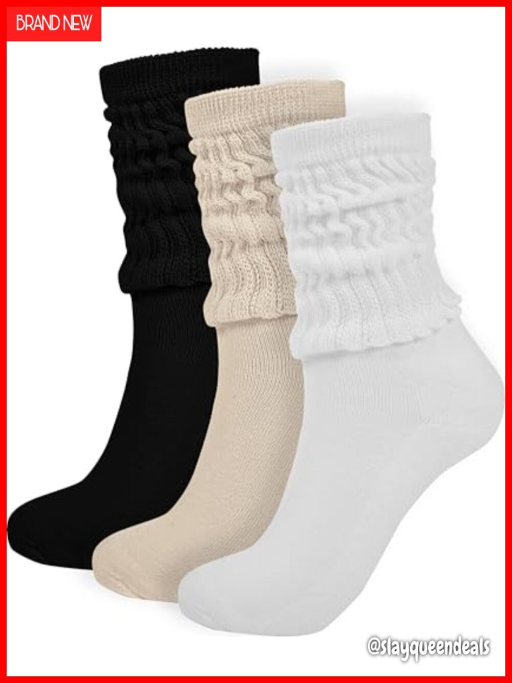 Slouch Socks Women Retro Scrunch Short Soft Crew Socks Size 5-11